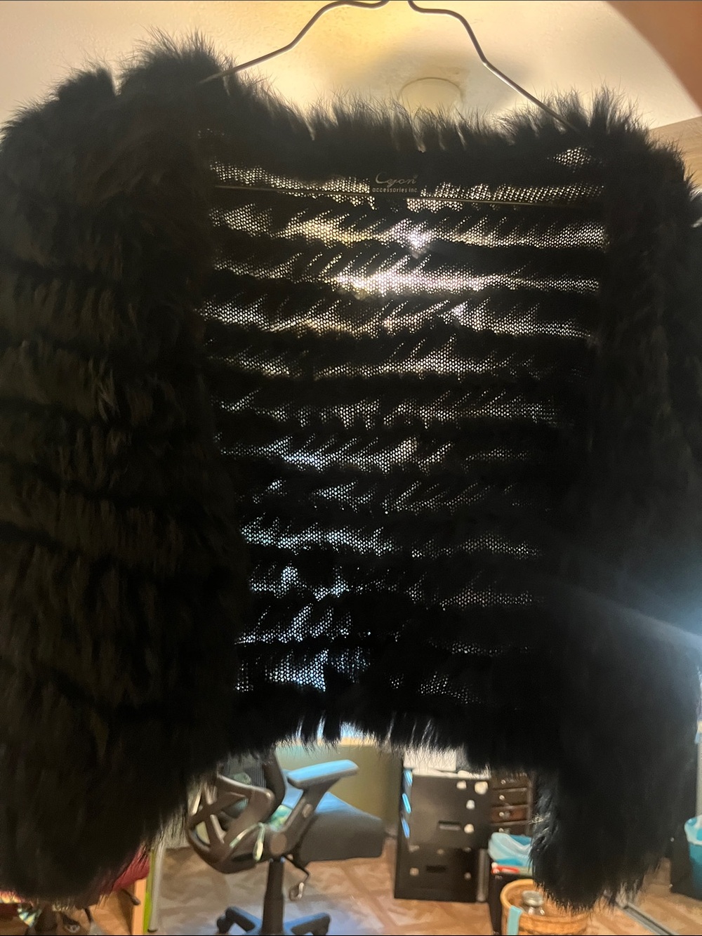 Cejon genuine black knitted rabbit fur bolero, shrug, capelet, or cropped jacket - Picture 7 of 9